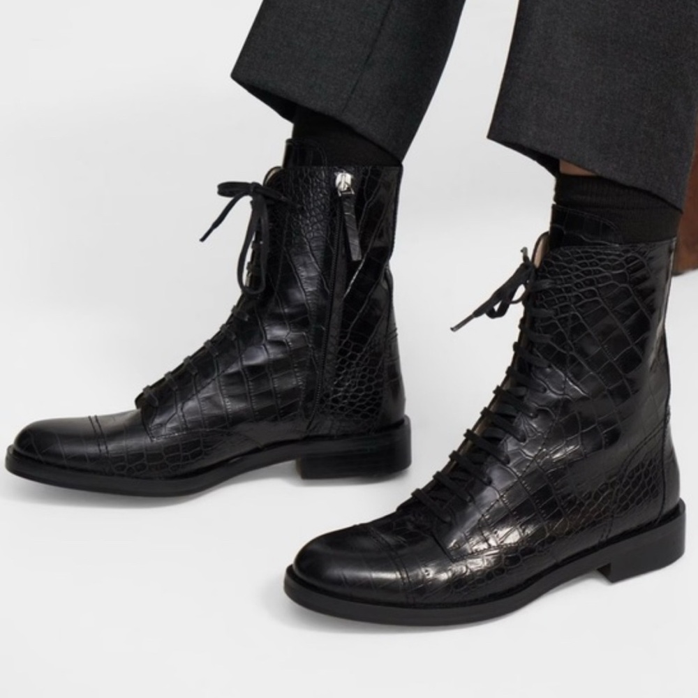 THEORY Italian Leather Combat Boots